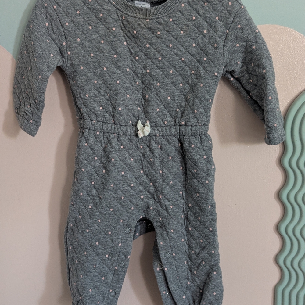 Carter's Gray Quilted Bodysuit with Bow